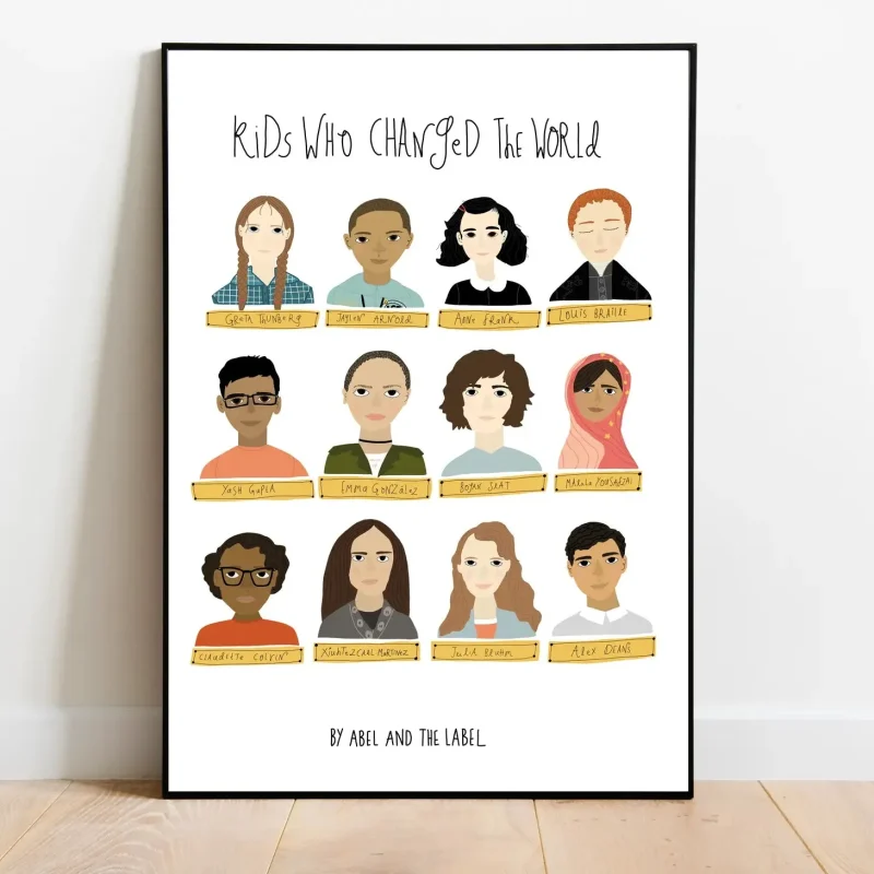 abel label kids art print world changers