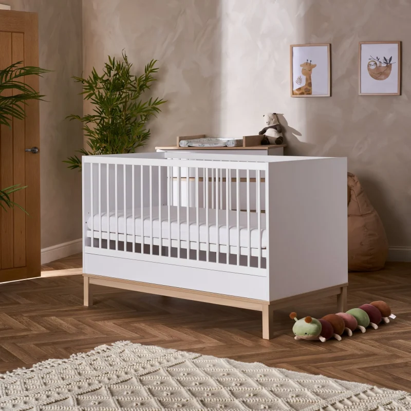 astrid white cot bed for nursery obaby