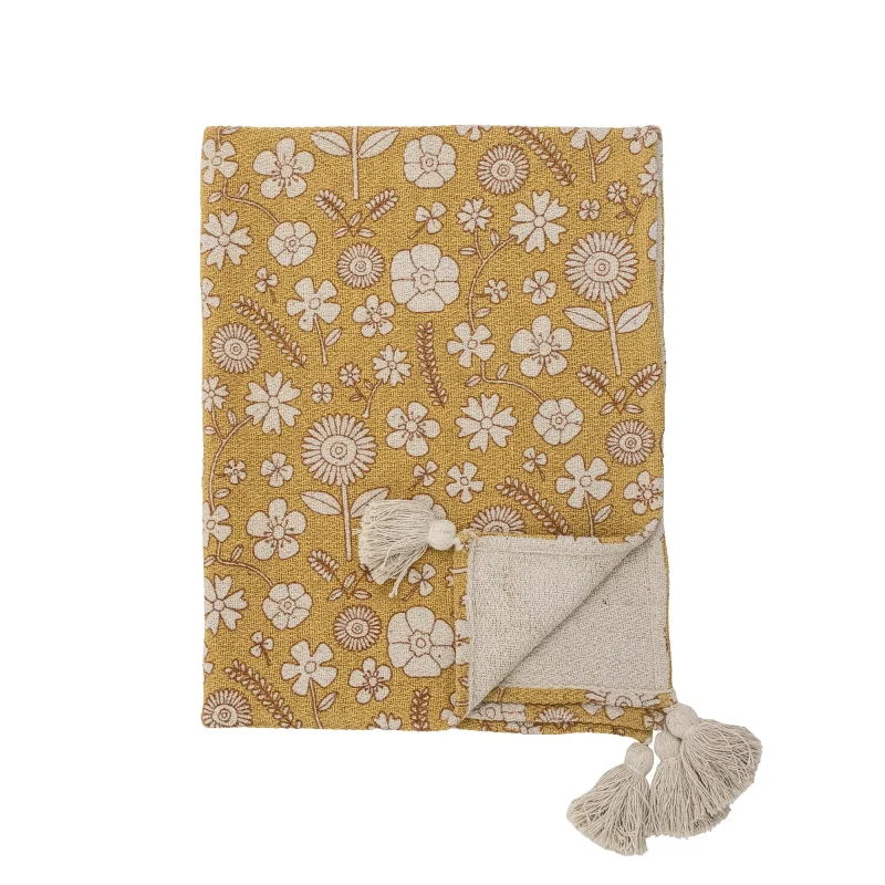 bloomingville mini camille yellow throw blanket