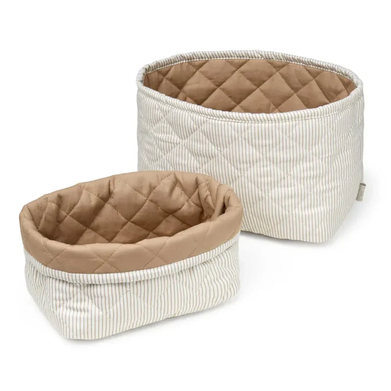 cam cam copenhagen quilted storage baskets 2 pack classic stripes camel