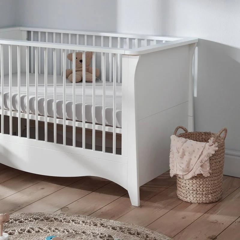 clara white cot bed by cuddleco sleek modern design for your nursery