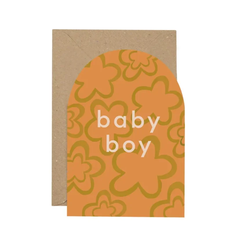 curved baby boy greeting card plewsy