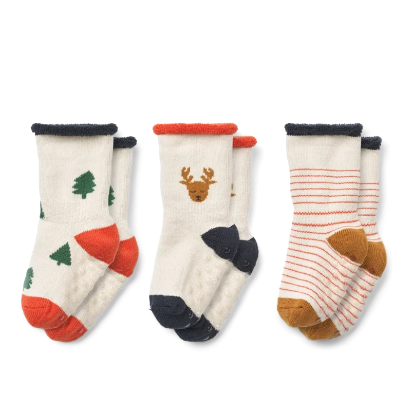 eloy reindeer baby socks 3 pack holiday fun