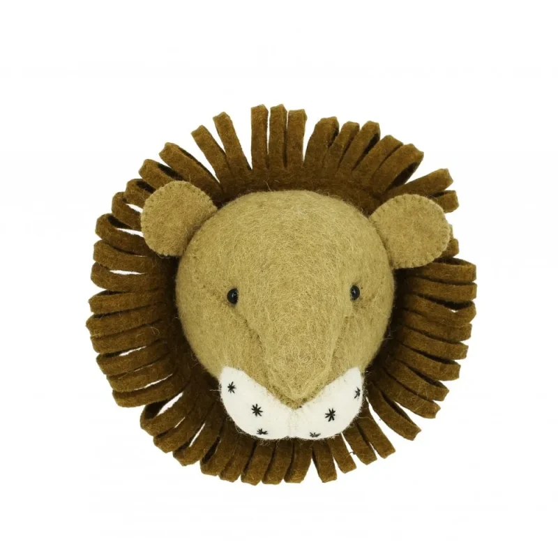 fiona walker england mini lion head jungle wall mount