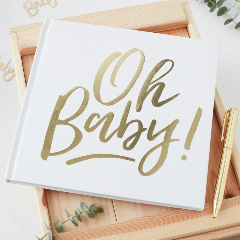 gold foiled oh baby guest book elegant baby shower favor