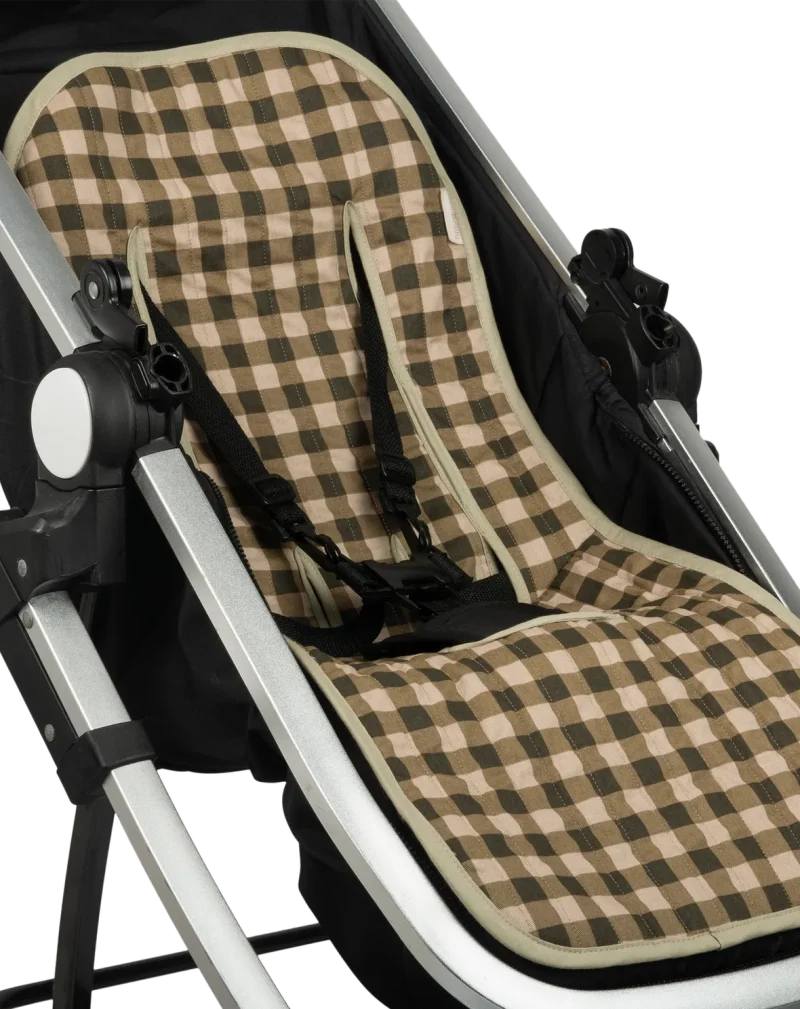 hyde park universal stroller pad green checked nobodinoz