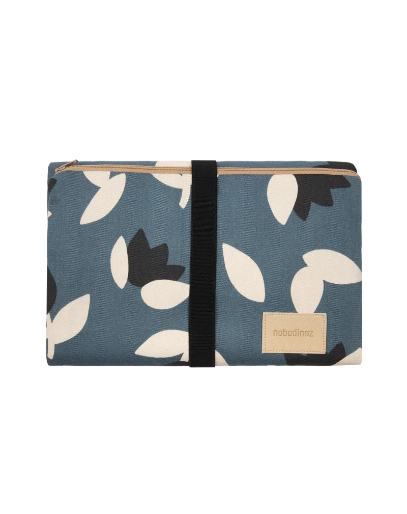 hyde park waterproof changing pad blue black tulips by nobodinoz