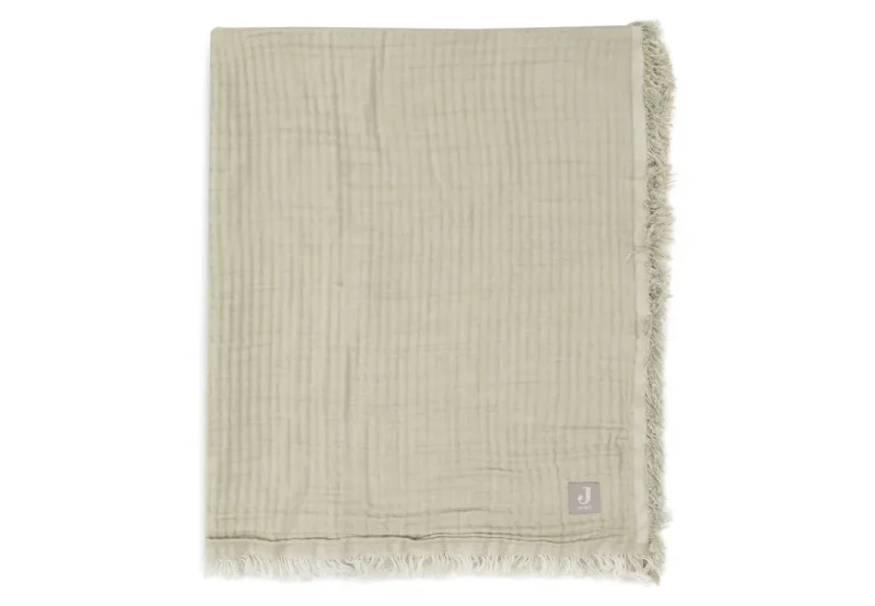 jollein fringe cradle blanket olive green ivory