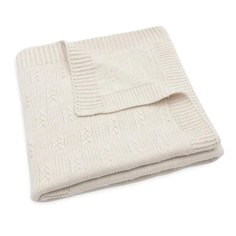 jollein grain knit cradle blanket in oatmeal