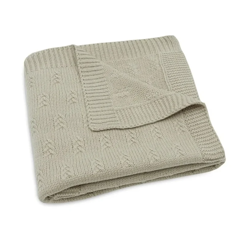 jollein grain knit cradle blanket olive green