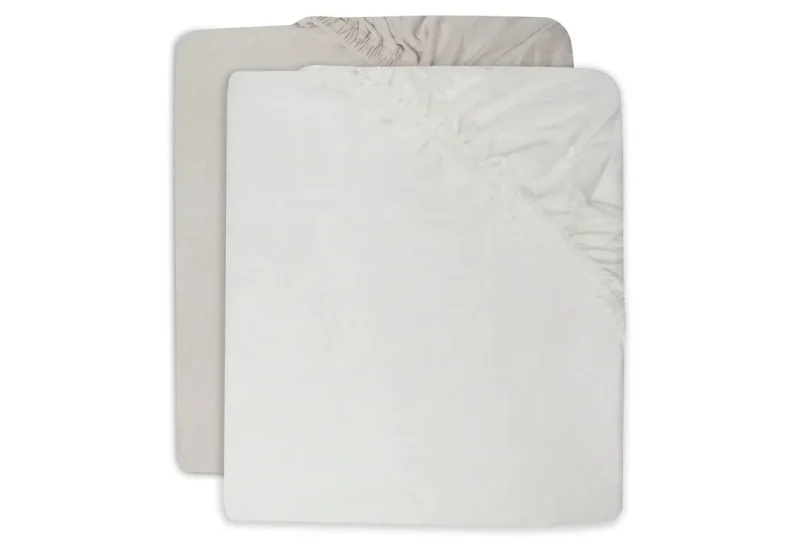 jollein jersey fitted sheet set 60x120cm ivory nougat 2 pack