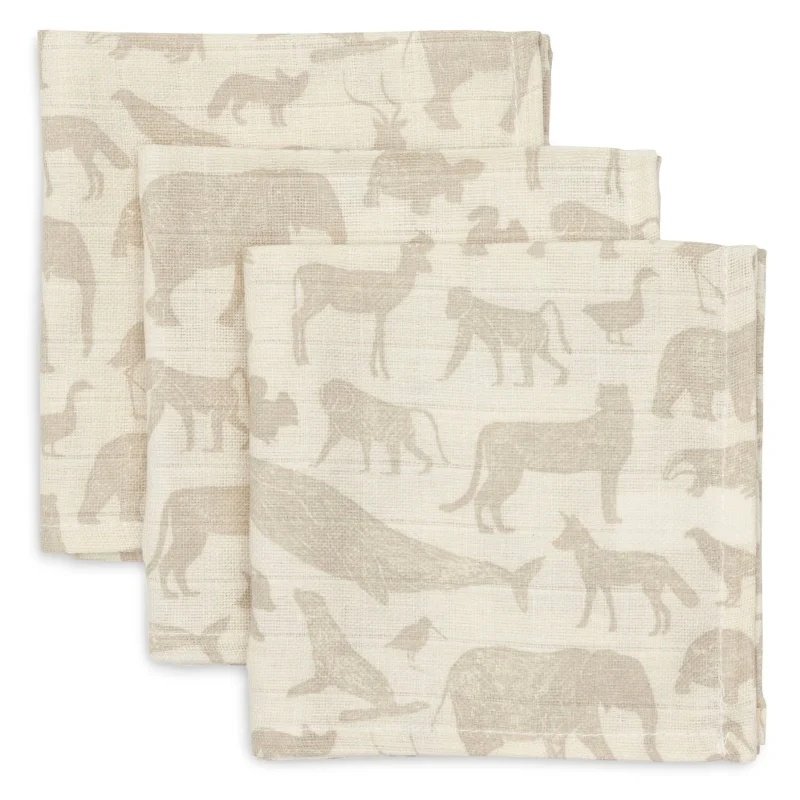 jollein muslin mouth cloths 31x31cm animals nougat 3 pack