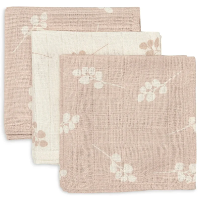 jollein muslin mouth cloths 31x31cm twig wild rose 3 pack