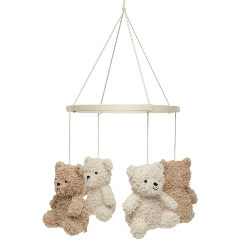 jollein natural teddy bear baby cot mobile biscuit