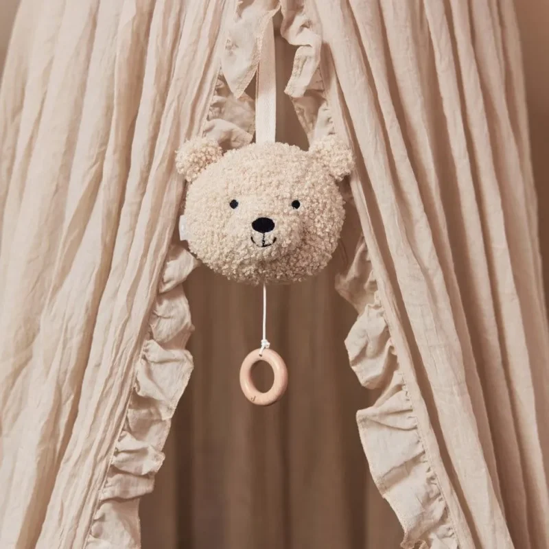 jollein teddy bear musical hanger natural wood finish