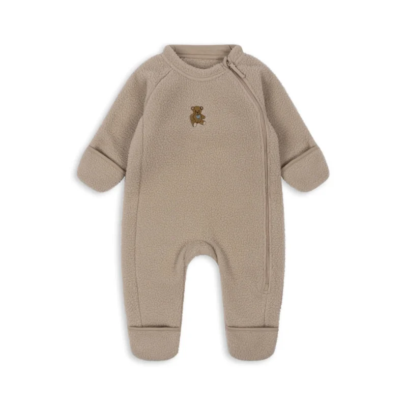 konges slojd teddy fleece onesie in oxford tan