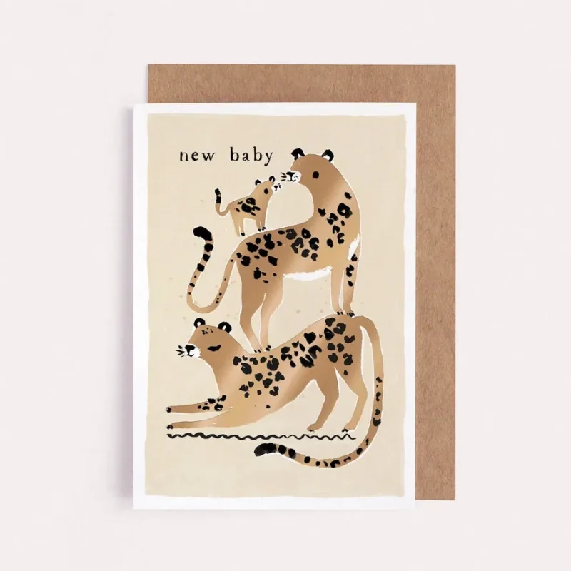 leopard new baby greeting card sister paper co