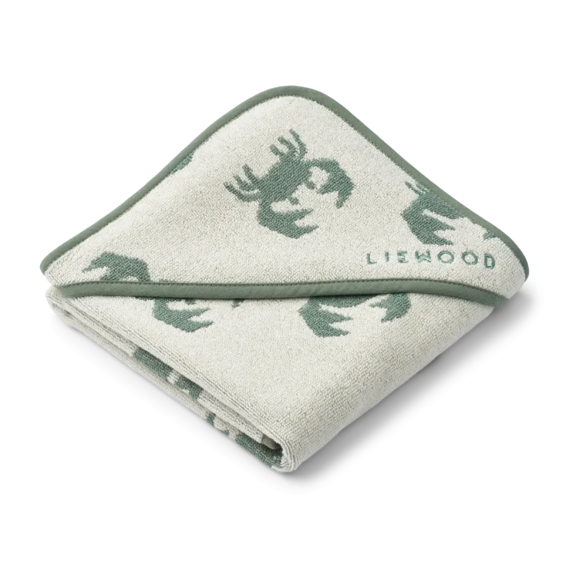 liewood alba hooded baby towel crab sandy