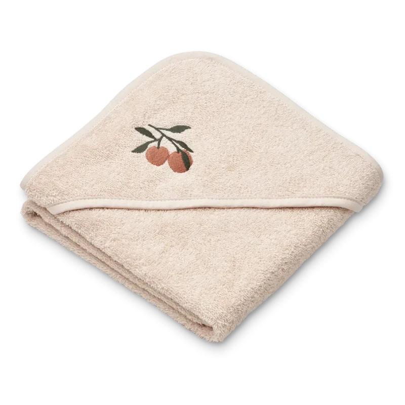 liewood batu baby hooded towel peach sea shell