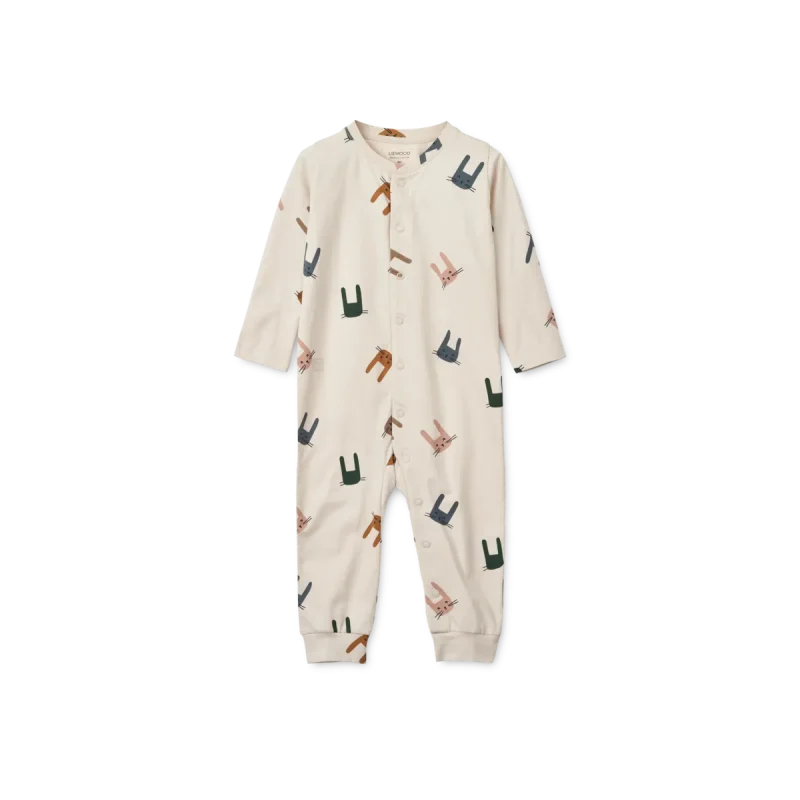 liewood bunny printed pyjama jumpsuit sandy