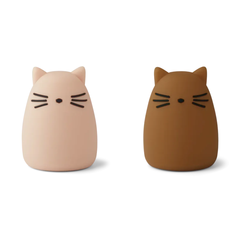 liewood callie cat night light rose golden caramel 2 pack