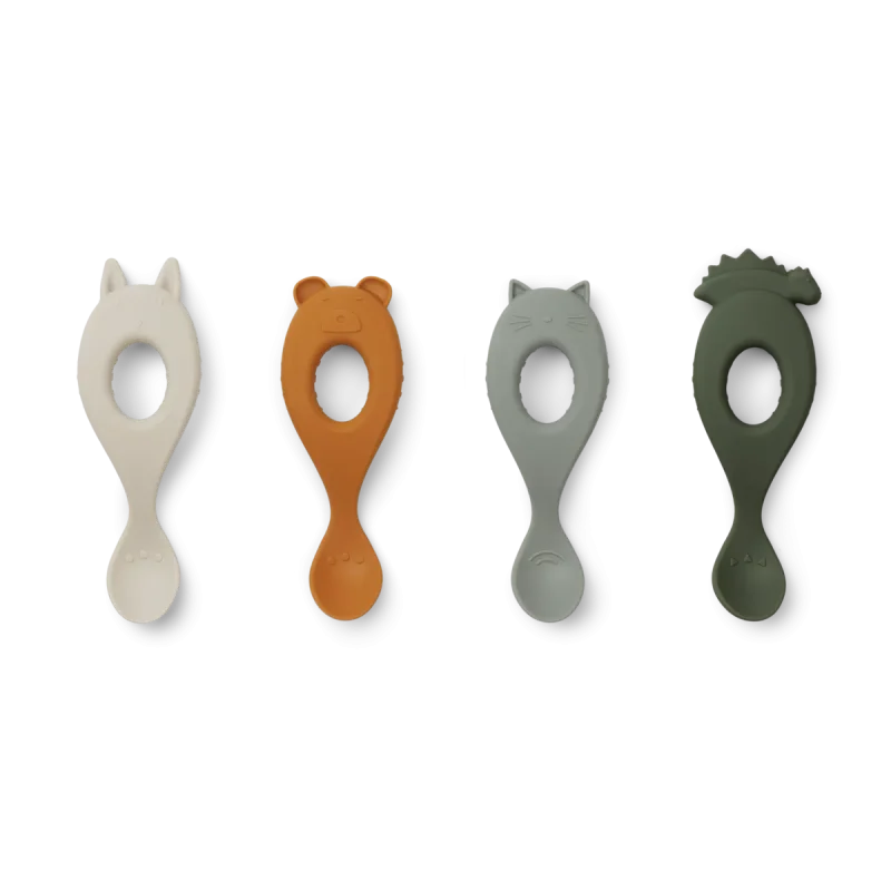 liewood liva silicone spoons 4 pack hunter green