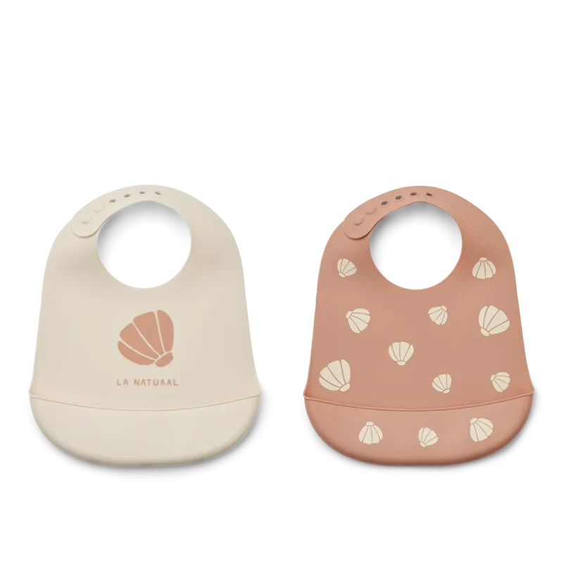 liewood tilda silicone bib 2 pack shell pale tuscany