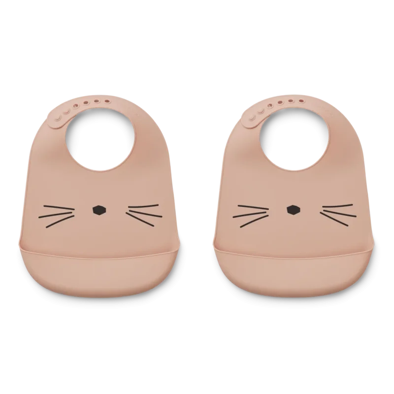 liewood tilda silicone bibs cat rose 2 pack