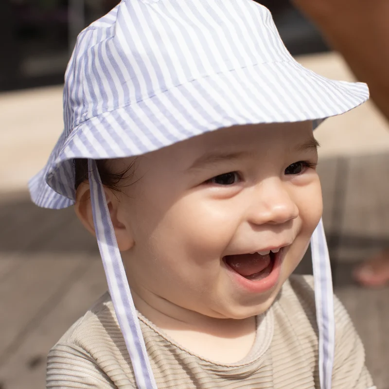 light blue stripe uv protective swim hat