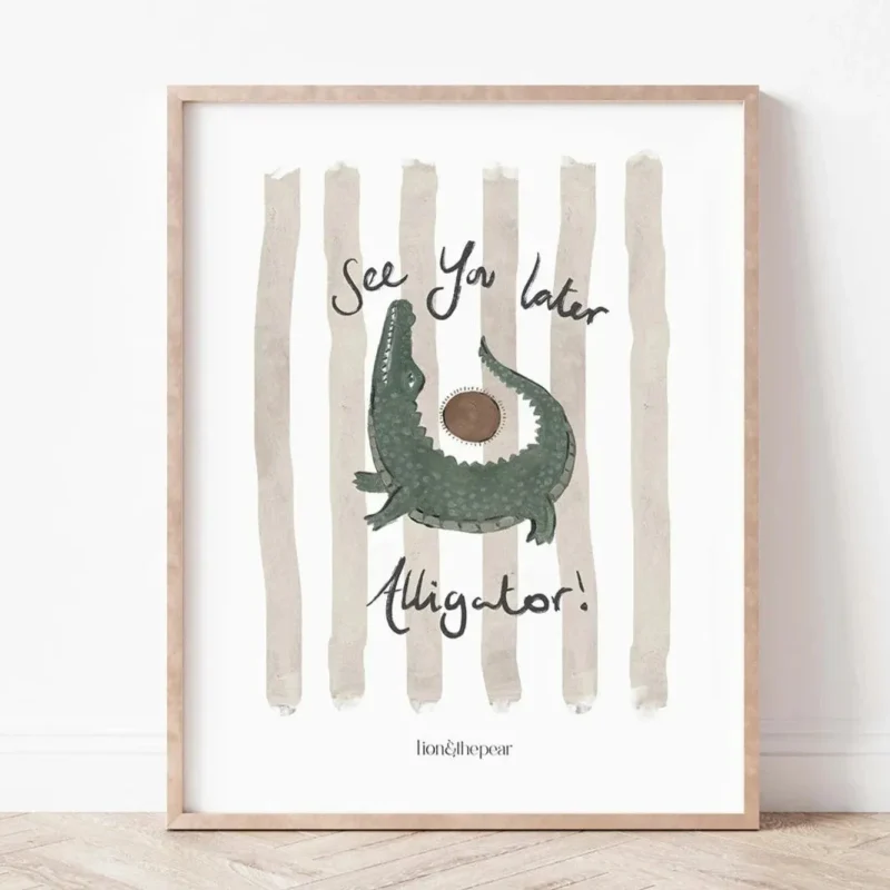 limited edition see you later alligator hand painted lion pear art print