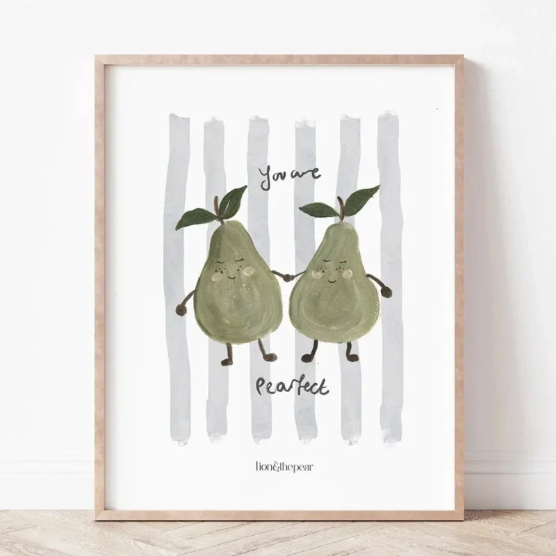 lion pear hand illustrated print you are pear fect