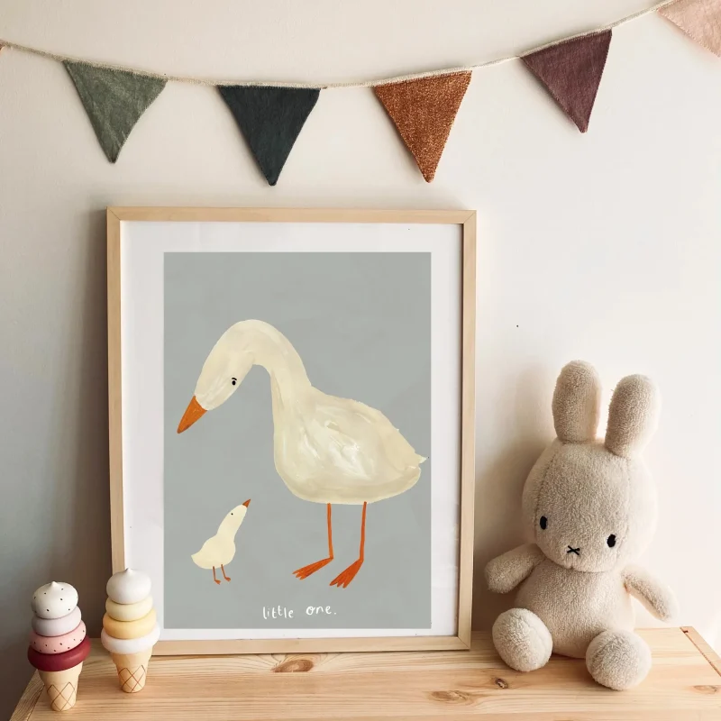 little one geese blue art print yaya studio