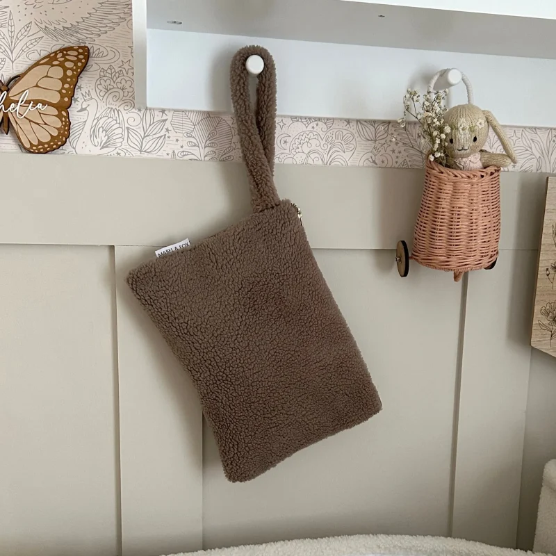 mabel fox ash brown teddy pouch stylish storage