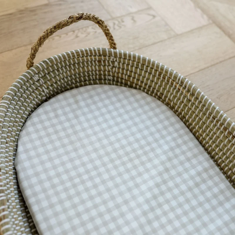 mabel fox beige gingham basket changing mat