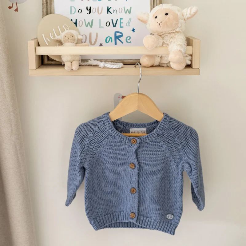 mabel fox blue marl knitted cardigan