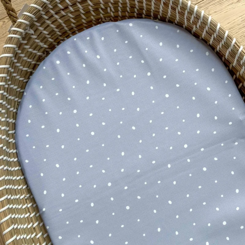 mabel fox cornflower blue spotty basket changing mat