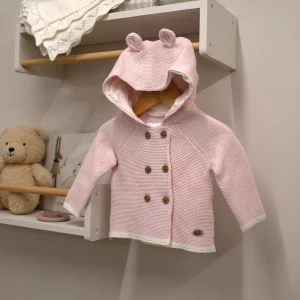 mabel fox knit hooded cardigan pink