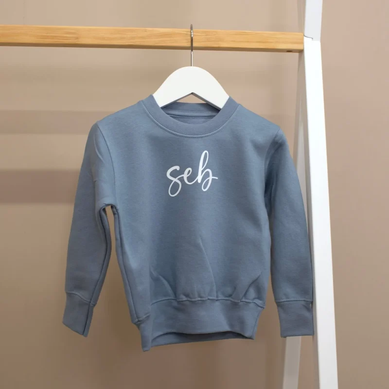 mabel fox personalized vintage blue kids sweatshirt