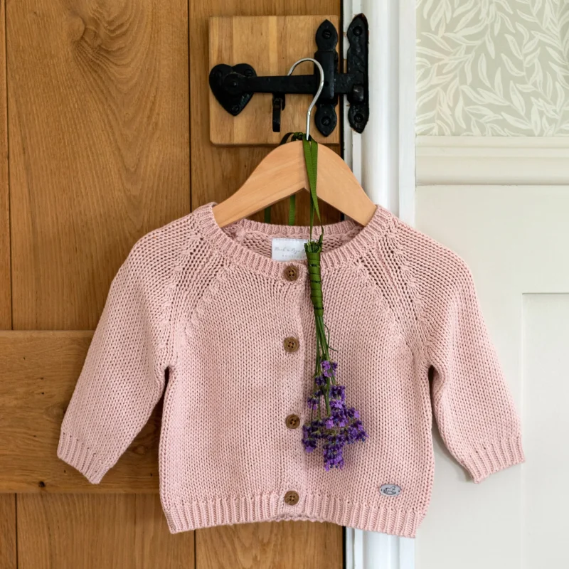 mabel fox pink marl knitted cardigan