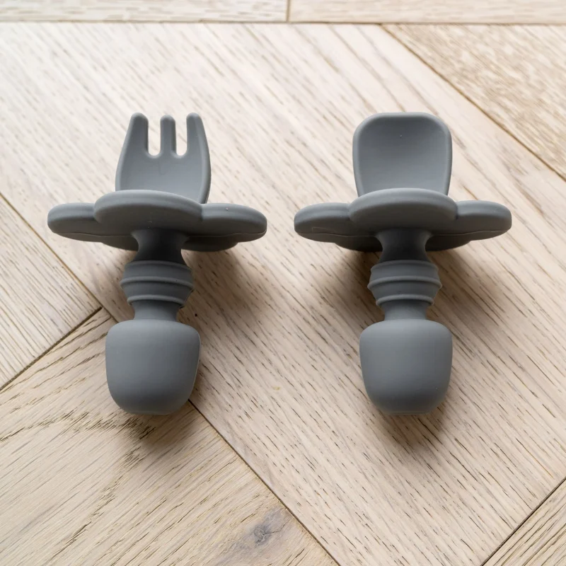 mabel fox silicone baby cutlery set light grey scaled