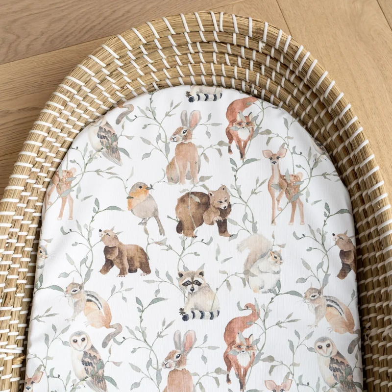 mabel fox watercolor woodlands basket changing mat scaled