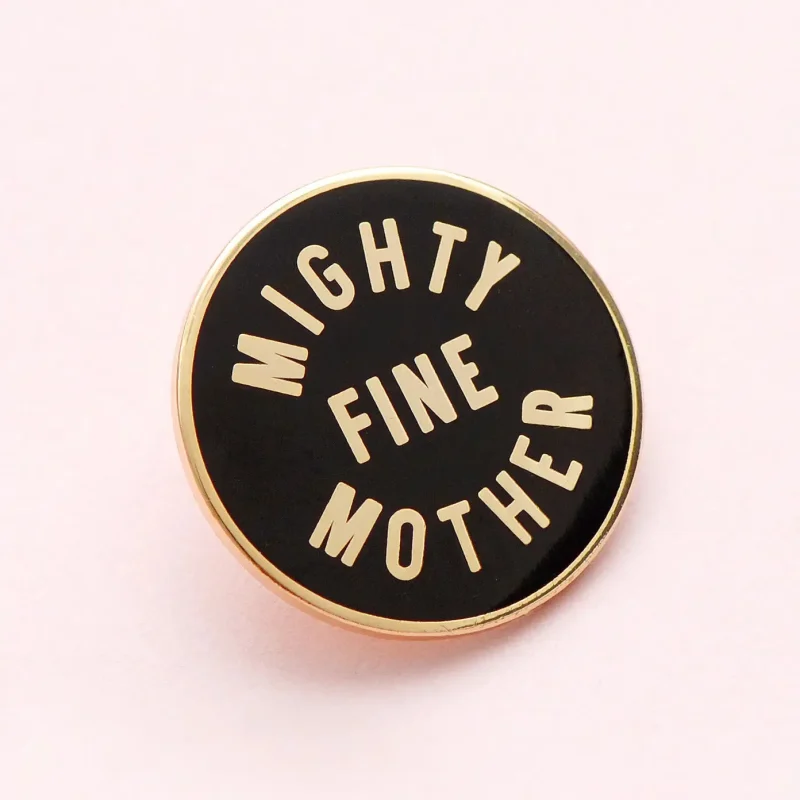 mighty fine mother enamel pin alphabet bags