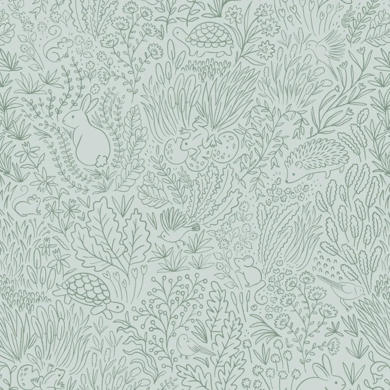 minibeau garden doodles sage wallpaper