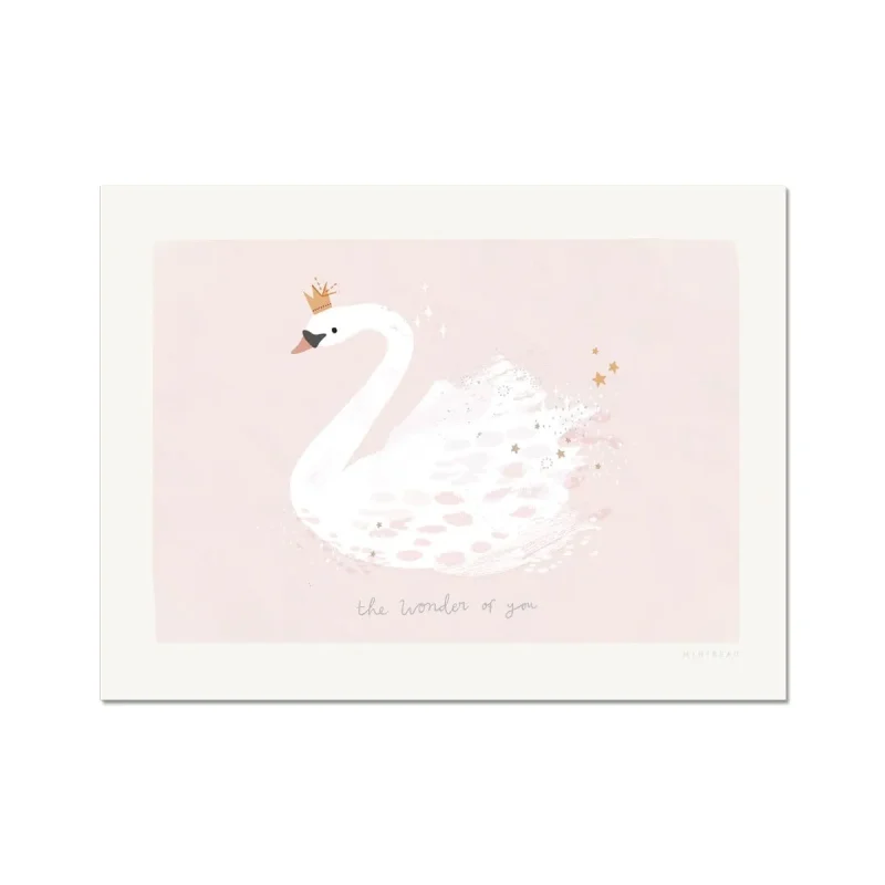 minibeau swan art print soft pink the wonder of you