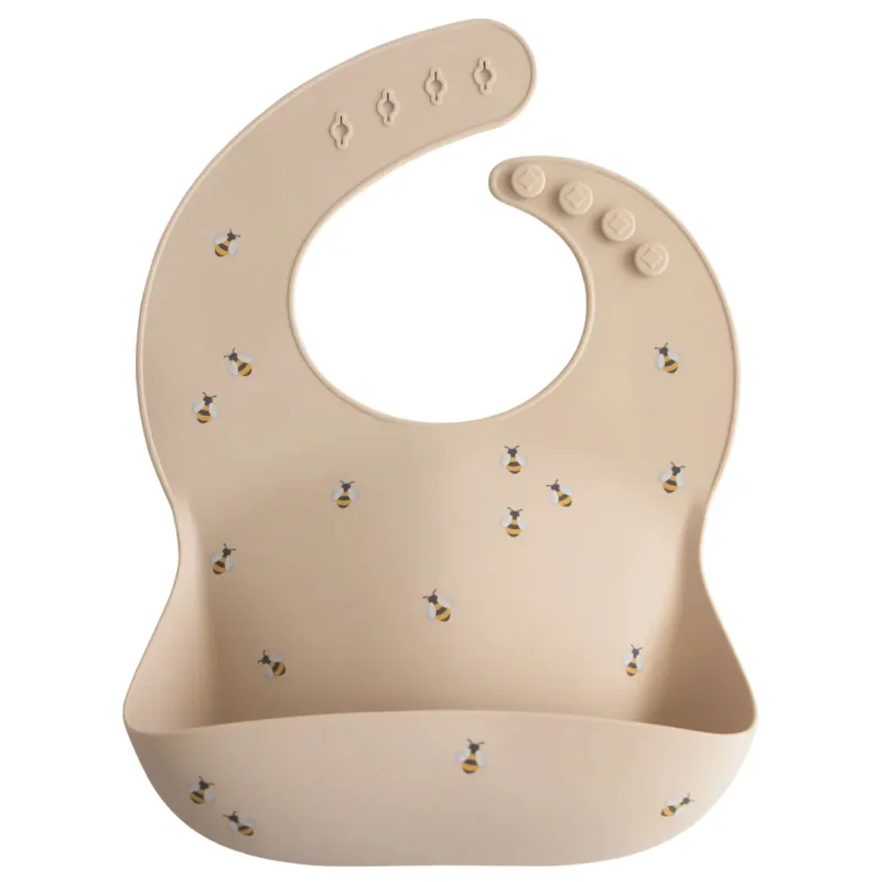 mushie bees silicone bib durable bpa free feeding bib for kids