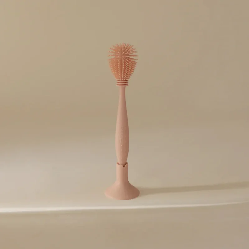 mushie blush silicone baby bottle brush