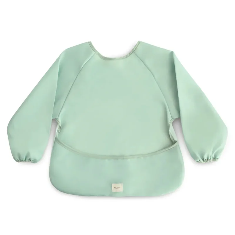 mushie long sleeve bib roman green soft absorbent baby bib