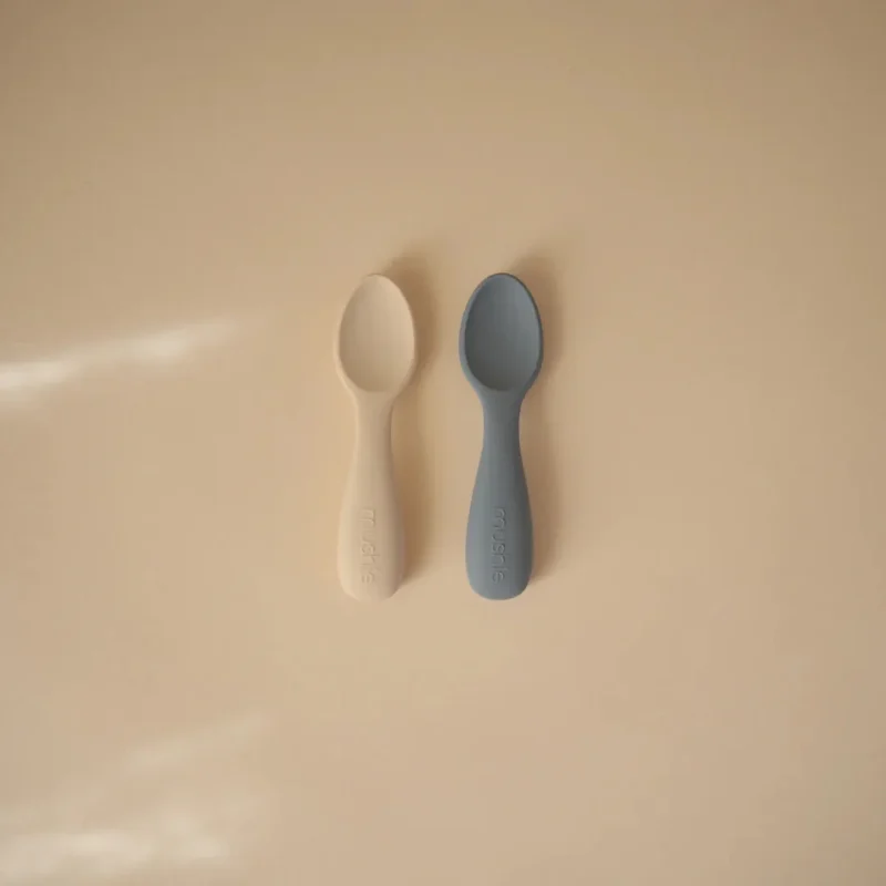 mushie toddler silicone spoons tradewinds shifting sands 2 pack