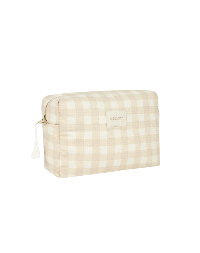 nobodinoz diva waterproof ivory check vanity case