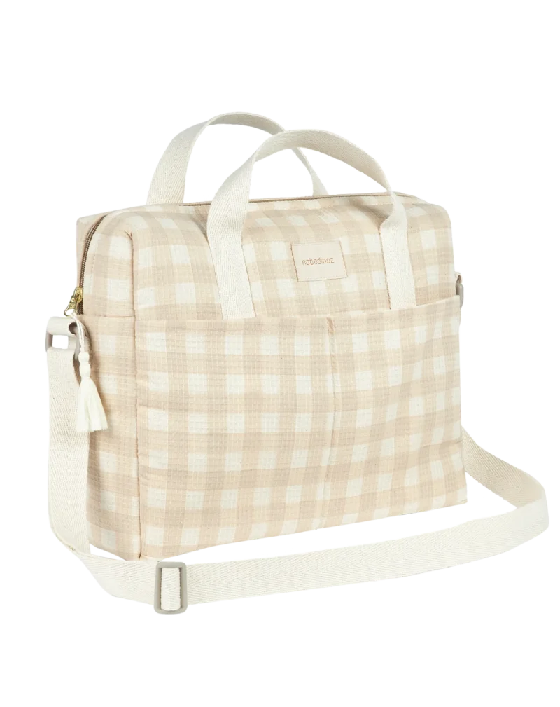 nobodinoz gala waterproof changing bag ivory checks